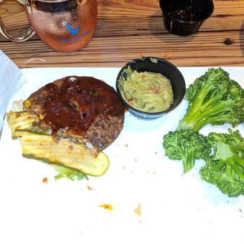 Miller's Ale House - Gardein black bean burger (no bun), guacamole & broccoli - Sports Bars Near Me - Mcdonough, Georgia Miller's Ale House - Gardein black bean burger (no bun), guacamole & broccoli - Sports Bars Near Me - Mcdonough, Georgia