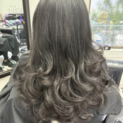 Long layered haircut with blow dry and style