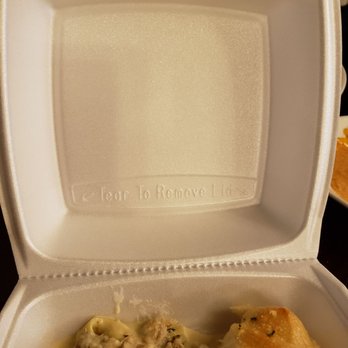 Napolis Italian Restaurant - Take out box is perforated to make an easy dish to eat out of - Italian Near Me - Tahlequah, Oklahoma