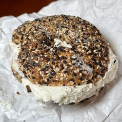 The Blue House Bagel Co. & Cafe - Everything with "veggie" cream cheese