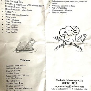 M & M Catering - Menu - Caterers Near Me