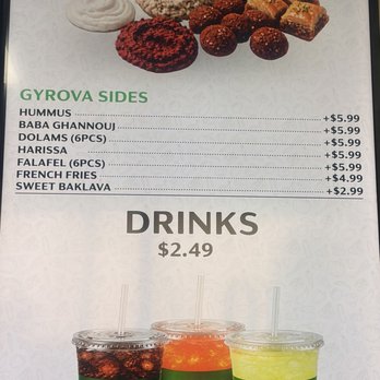 Gyrova - Menu Board - Mediterranean Near Me - Fort Worth, Texas