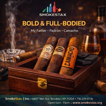SmokeStax - BOLD & FULL BODIED. For those who like their cigars rich, strong, and uncompromising. Featuring My Father, Padrón, and Camacho hand select - Tobacco Shops Near Me - Brooklyn, New York