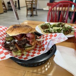 Jalapeno bacon cheese burgers and tacos