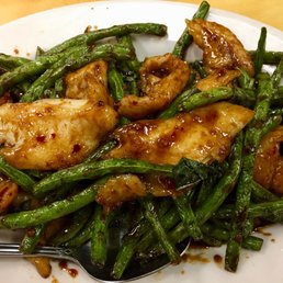Custom ordered Sliced Fish Filet with String Beans only in the Thai Style (basil in spicy thai fish sauce) with light sauce. So good!