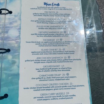 Sandbar - Menu 7 - New American Near Me - Clearwater Beach, Florida