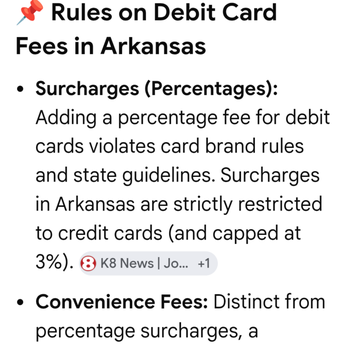 Direct Service Garage Doors - Summary of AR law regarding % of sales fees on debit cards - Garage Door Services Near Me - Little Rock, Arkansas