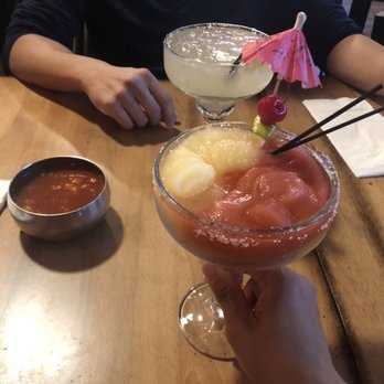 Acapulco Restaurant & Grill - Margarita on the rocks and frozen swirl.  Both were yummy!  Each of us had 2 glasses. - Mexican Near Me - Laurel, Maryland