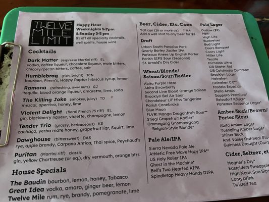 Menu photo 1 Twelve Mile Limit New Orleans, LA Menu photo 1 Twelve Mile Limit New Orleans, LA
