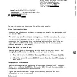 Harold Washington Social Security Center - Letter received from Harold Washington Social Security Office.