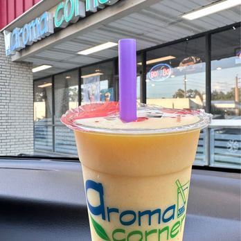 Aroma Corner - Sip, sip, hooray for a cold #Mango smoothie!  (･‿･) Best treat on this oppressive July afternoon. #AromaCorner #Half-Sugar - Coffee & Tea Near Me - Jacksonville, Florida