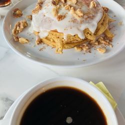 Migas - Pumpkin pancakes and coffee