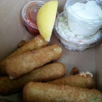 Fresco's Fish & Chips - Mozzarella sticks. Light breading with good amount of cheese inside! - Fish & Chips Near Me - Toronto, Ontario