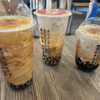 BenGong's Tea - I didn't note the names!! Brûlée topping on the left one, cheese foam on the far right. They were all great! - Coffee & Tea Near Me - Irvine, California BenGong's Tea - I didn't note the names!! Brûlée topping on the left one, cheese foam on the far right. They were all great! - Coffee & Tea Near Me - Irvine, California