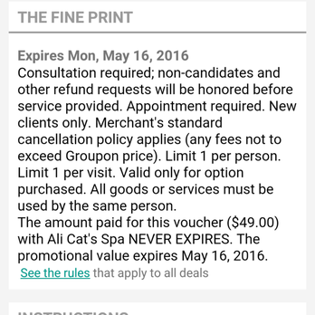 Ali Cat's Spa - It clearly states at the bottom that it, "NEVER EXPIRES." - Skin Care Near Me - Mesa, Arizona Ali Cat's Spa - It clearly states at the bottom that it, "NEVER EXPIRES." - Skin Care Near Me - Mesa, Arizona