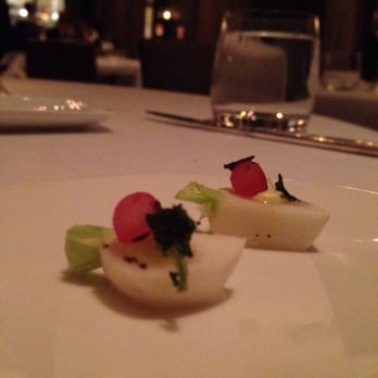 Bacchanalia - Radish (?) with blood orange and black lava salt - New American Near Me - Atlanta, Georgia Bacchanalia - Radish (?) with blood orange and black lava salt - New American Near Me - Atlanta, Georgia