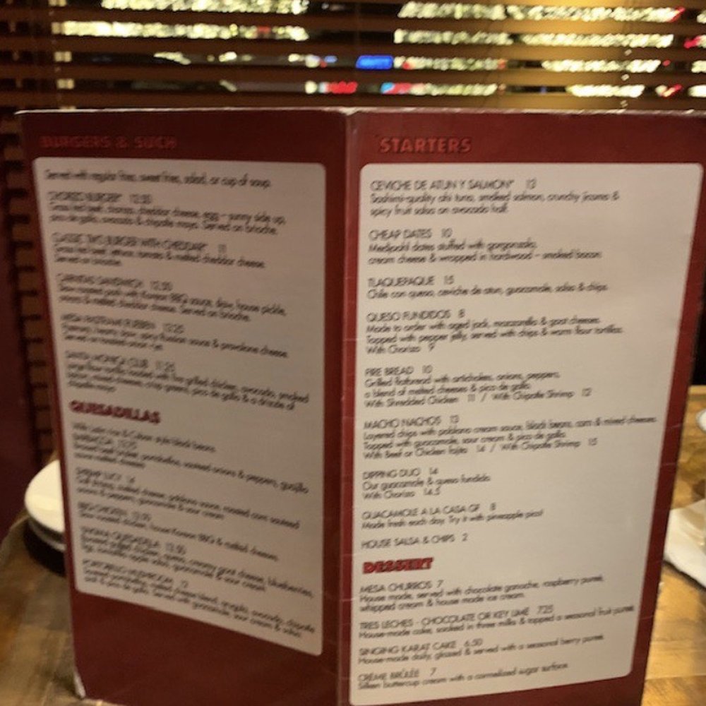 Table Mesa - Menu side of 2 sides....pictures get blurred when posted - Latin American Near Me - Bentonville, Arkansas Table Mesa - Menu side of 2 sides....pictures get blurred when posted - Latin American Near Me - Bentonville, Arkansas