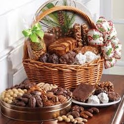 Thib's Pecan Cottage - Gift Baskets and Tins filled with a variety of fudge and pecan candies.