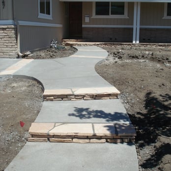 Pedro's Concrete - New extended walkway with flagstone ribbons and 2 flagstone steps. - Masonry/Concrete Near Me Pedro's Concrete - New extended walkway with flagstone ribbons and 2 flagstone steps. - Masonry/Concrete Near Me