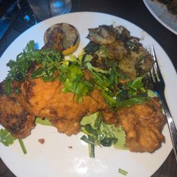 Fried chicken with mushrooms