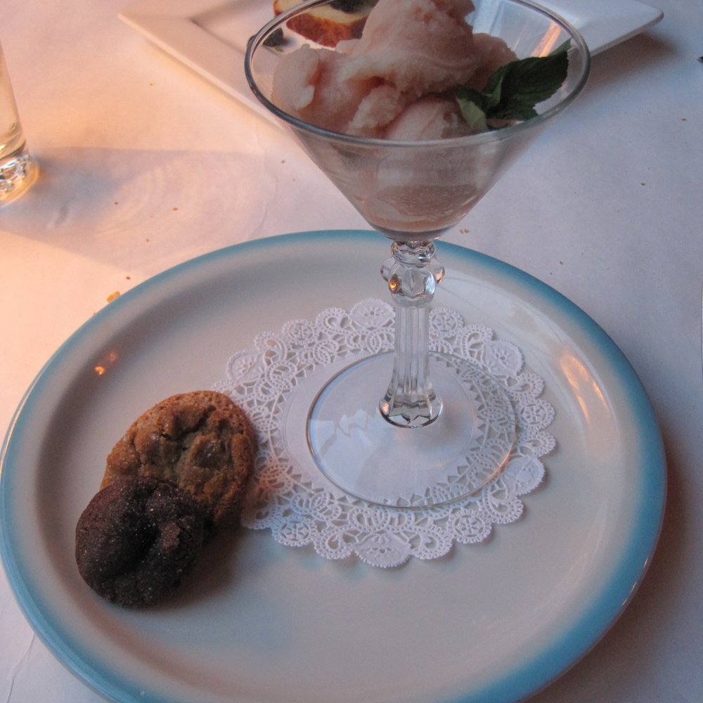 New Rivers - Wild Rose Sorbet with Housemade Cookies - New American Near Me - Providence, Rhode Island New Rivers - Wild Rose Sorbet with Housemade Cookies - New American Near Me - Providence, Rhode Island