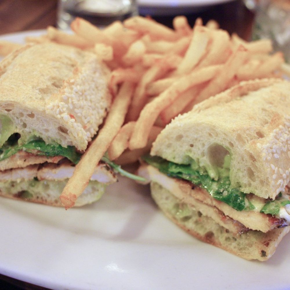 The Smith - grilled chicken sandwich with burrata, tomato jam, basal aioli, sesame baguette ($16) - New American Near Me - Washington, DC, District of Columbia The Smith - grilled chicken sandwich with burrata, tomato jam, basal aioli, sesame baguette ($16) - New American Near Me - Washington, DC, District of Columbia
