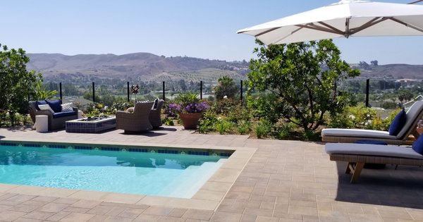San Juan Capistrano I - New Construction Landscape - Custom designed landscape for new home in San Capistrano.   All tiles were custom designed for project.