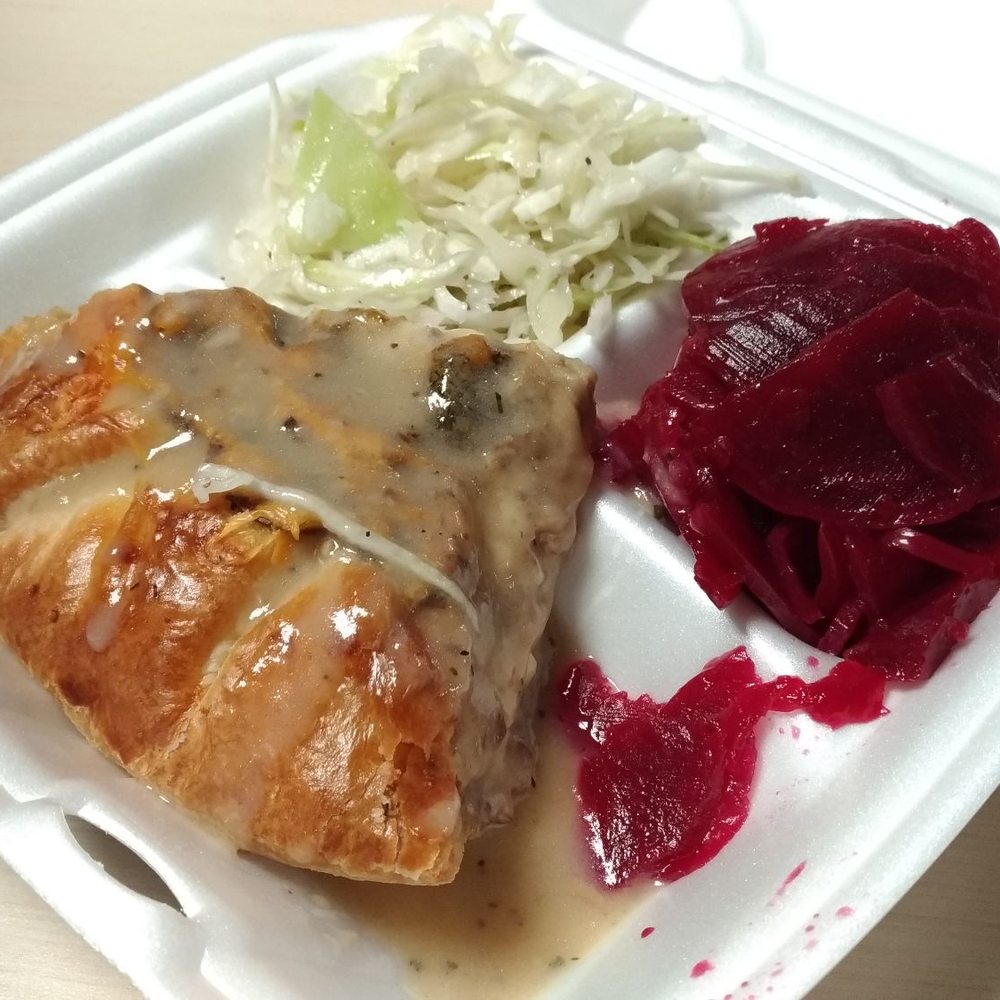 Helena's Magic Kitchen - Mushroom pie with sauce on top, beets and coleslaw - American Near Me - Toronto, Ontario Helena's Magic Kitchen - Mushroom pie with sauce on top, beets and coleslaw - American Near Me - Toronto, Ontario
