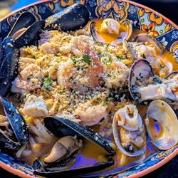 Aurora - Frutti di mare - Linguine with shrimp, calamari, mussels, and clams. Loved the pasta bowl also.