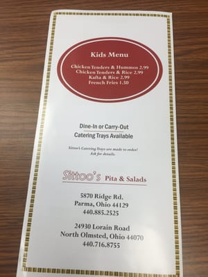Menu photo 5 Sittoo's Pita & Salads Parma, OH Menu photo 5 Sittoo's Pita & Salads Parma, OH