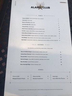 Menu photo 8 Alamo Club Dallas, TX