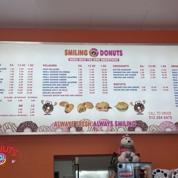Smiling Donut - Menu - Donuts Near Me - Hutto, Texas