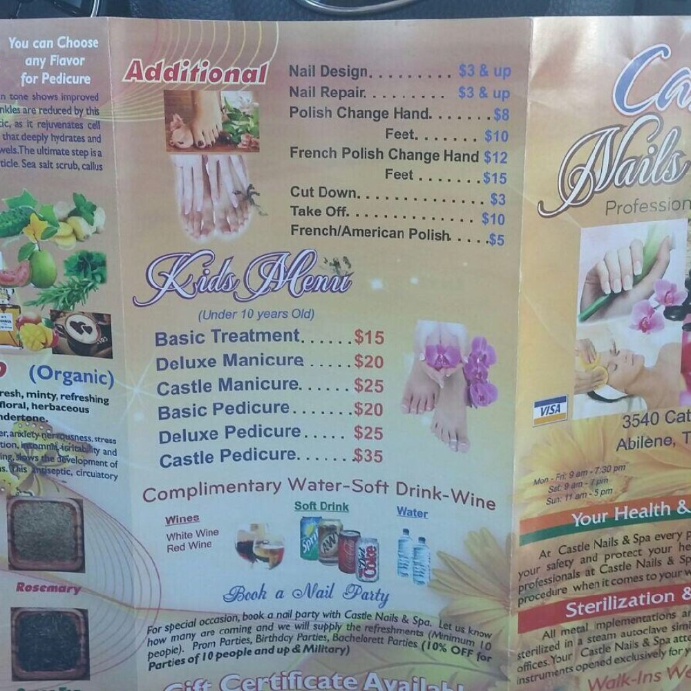 Castle Nails & Spa - Menu - Nail Salons Near Me - Abilene, Texas