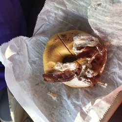 Chubba's Bagelry - The pictured bagel was not cut