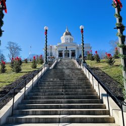 Fontana Regional Library System - Jackson County Public Library - Christmas Eve at the bottom of the library steps