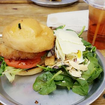 Piper's in The Park - Cod burger w spinach salad! The best! - Delis Near Me - Durham, North Carolina Piper's in The Park - Cod burger w spinach salad! The best! - Delis Near Me - Durham, North Carolina