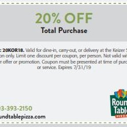 Keizer Station - 20% off total purchase at Round Table Pizza