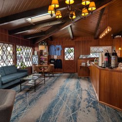 Bluebird Inn - Rooms are dated and walls are thin but it's an older property and I try and support smaller bizes. Love the lobby. Inn closes at 9