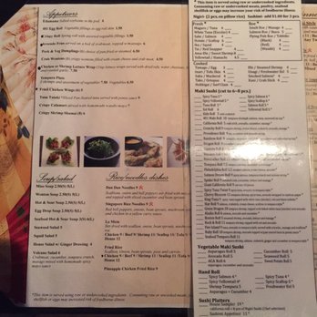 Ginbu 401 - Left half of menu - Sushi Bars Near Me - Charlotte, North Carolina