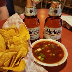 Old Santa Fe Mexican Grill - Chips n salsa! Cold beers