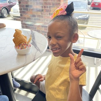 Sweet Snow - My little giving "thumbs up" for her yummy birthday cone! - Ice Cream & Frozen Yogurt Near Me - Goodyear, Arizona