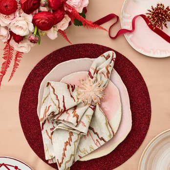 Kim Seybert - Kim Seybert Red Confetti Placemat - Home Decor Near Me - New York, New York Kim Seybert - Kim Seybert Red Confetti Placemat - Home Decor Near Me - New York, New York