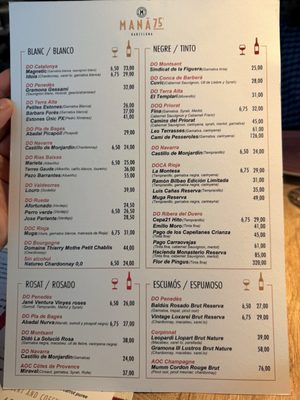 Menu photo 5 MANÁ 75 Barcelona, B