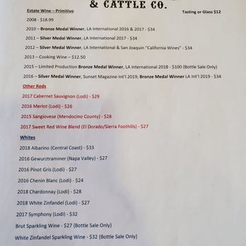 Tehachapi Wine and Cattle - Wine tasting menu - Wineries Near Me - Tehachapi, California