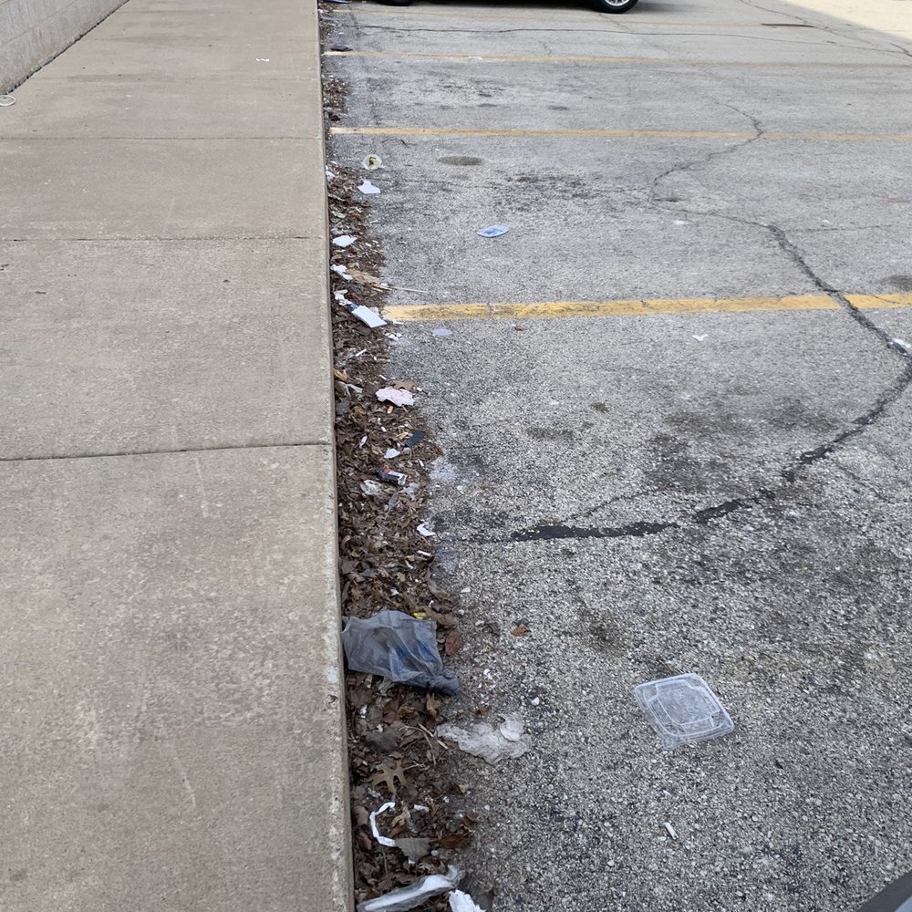 Filthy parking lot