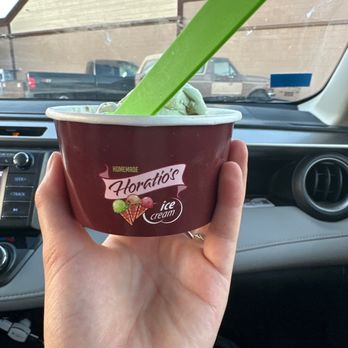Horatio's Homemade Ice Cream - a hand holding a cup of ice cream - Ice Cream & Frozen Yogurt Near Me - Custer, South Dakota