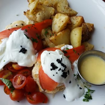 Horatio's - $16.95 Salmon Eggs Benedict on top of puff pastry with creme fraiche. Perfect brunch. - Seafood Near Me - San Leandro, California Horatio's - $16.95 Salmon Eggs Benedict on top of puff pastry with creme fraiche. Perfect brunch. - Seafood Near Me - San Leandro, California