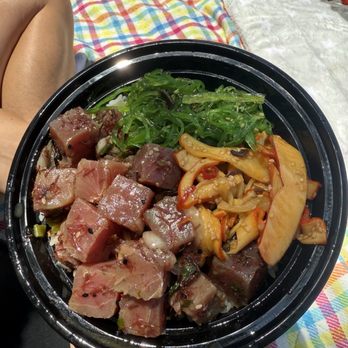 Da Hawaiian Kitchen - Large Poke Bowl (traditional)... was really salty - Hawaiian Near Me - Huntington Beach, California