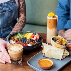Breakfast, brunch, single origin espresso, cortado, breakfast burrito, fruit partfait