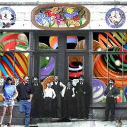Sirius Sunlight Glass Studio - Our storefront, with a little artistic license added.
